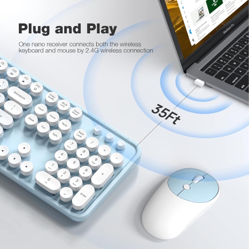 Ensemble clavier et souris sans fil, clavier type-graveur 2,4&nbsp;GHz 104 pleine grandeur, souris optique pour portable, ordinateur de bureau,