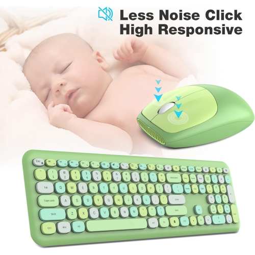 Ensemble clavier et souris sans fil, clavier de type graveur 2,4&nbsp;GHz 104 pleine grandeur, souris optique pour ordinateur portatif, ordinateur de