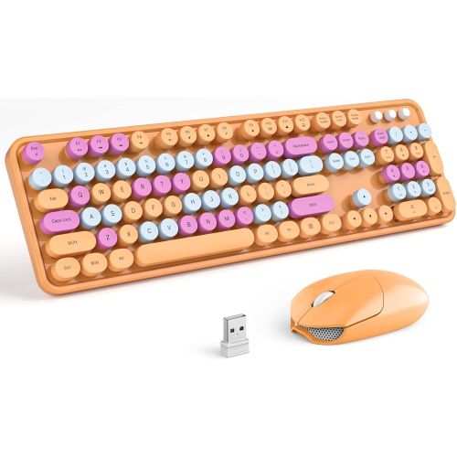 VECELOLIBILIS  Wireless Keyboard And Mouse Combo, Full-Sized 2.4 Ghz 104 Keys Typewriter Keyboard, Optical Mouse for Laptop, Desktop, Windows, Computer