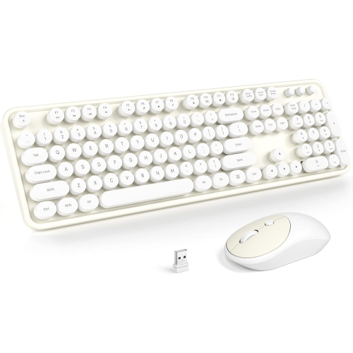 VECELOLIBILIS  Wireless Keyboard And Mouse Combo, Full-Sized 2.4 Ghz 104 Keys Typewriter Keyboard, Optical Mouse for Laptop, Desktop, Windows, Computer