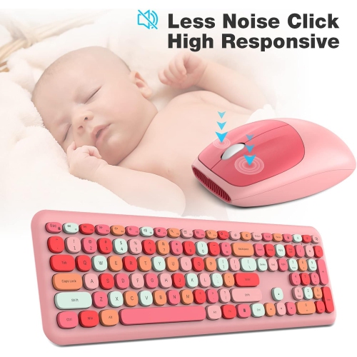 Ensemble clavier et souris sans fil, clavier de type graveur 2,4&nbsp;GHz 104 pleine grandeur, souris optique pour ordinateur portatif, ordinateur de