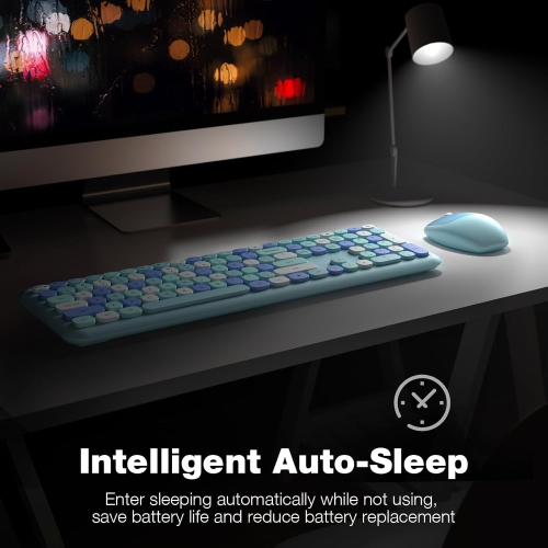 Ensemble clavier et souris sans fil, clavier type-graveur 2,4&nbsp;GHz 104 pleine grandeur, souris optique pour portable, ordinateur de bureau,