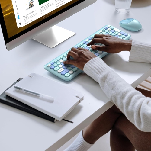 Ensemble clavier et souris sans fil, clavier type-graveur 2,4&nbsp;GHz 104 pleine grandeur, souris optique pour portable, ordinateur de bureau,