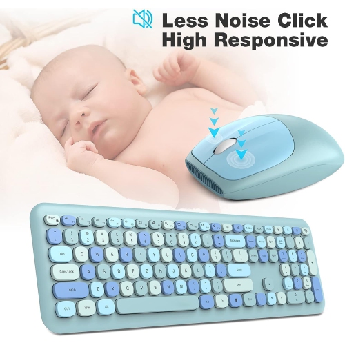 Ensemble clavier et souris sans fil, clavier type-graveur 2,4&nbsp;GHz 104 pleine grandeur, souris optique pour portable, ordinateur de bureau,