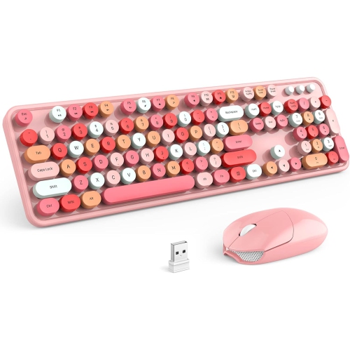 VECELOLIBILIS  Wireless Keyboard And Mouse Combo, Full-Sized 2.4 Ghz 104 Keys Typewriter Keyboard, Optical Mouse for Laptop, Desktop, Windows, Computer
