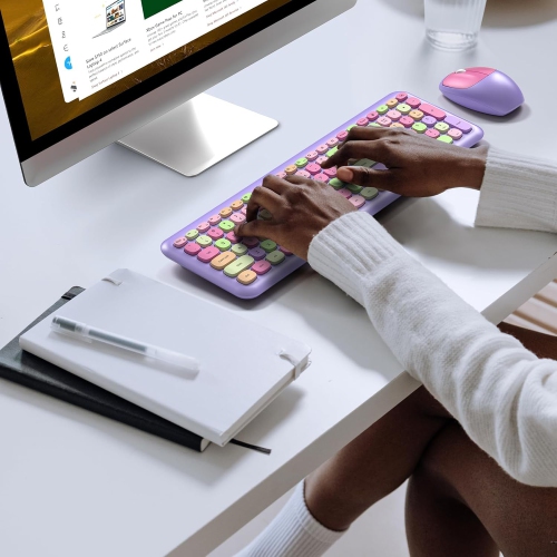 Ensemble clavier et souris sans fil, clavier type-graveur 2,4&nbsp;GHz 104 pleine grandeur, souris optique pour portable, ordinateur de bureau,