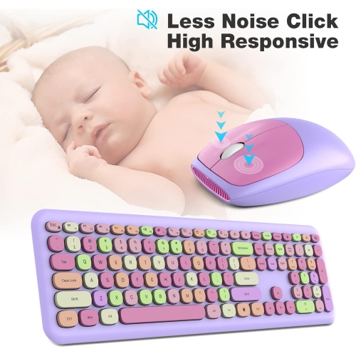 Ensemble clavier et souris sans fil, clavier type-graveur 2,4&nbsp;GHz 104 pleine grandeur, souris optique pour portable, ordinateur de bureau,