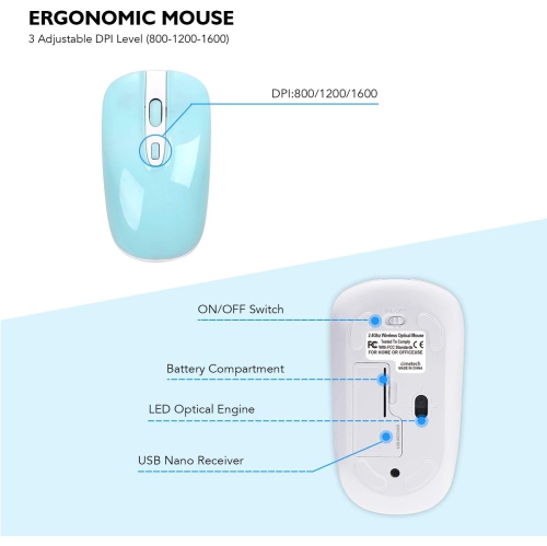 Wireless Keyboard Mouse Combo, Compact Full Size Wireless Keyboard and Mouse 2.5G Ultra-Thin for Computer, Desktop,Windows,PC, Blue