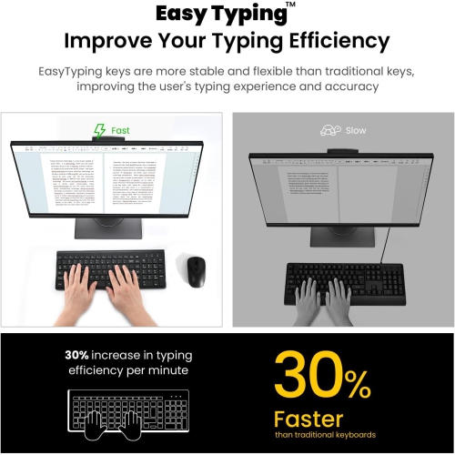 Ensemble clavier et souris sans fil 2,4G ultra-mince pour ordinateur, ordinateur de bureau, Windows, PC, noir