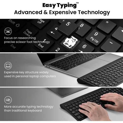 Ensemble clavier et souris sans fil 2,4G ultra-mince pour ordinateur, ordinateur de bureau, Windows, PC, noir