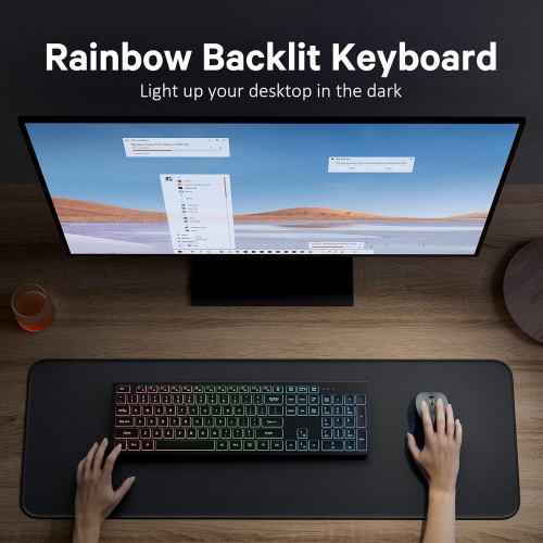 Clavier et souris sans fil, souris avec résolution de 4 ppp, souris-clavier 2,4G avec un nanorécepteur USB pour Windows/Mac OS/portable/PC, Windows