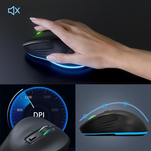 Clavier et souris sans fil, souris avec résolution de 4 ppp, souris-clavier 2,4G avec un nanorécepteur USB pour Windows/Mac OS/portable/PC, Windows