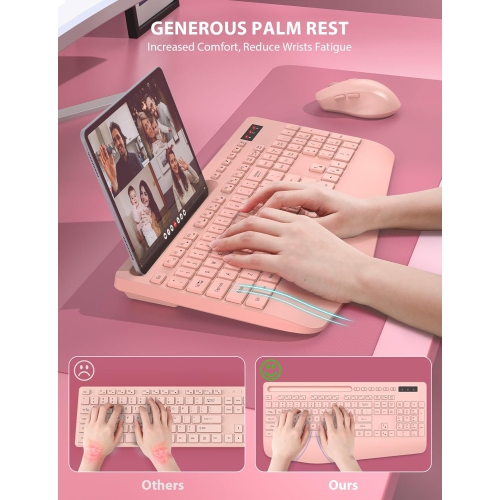 Ensemble clavier et souris sans fil, clavier pleine grandeur, clavier sans fil Silent 2,4&nbsp;GHz pour ordinateur portatif, PC, Mac, ordinateur,