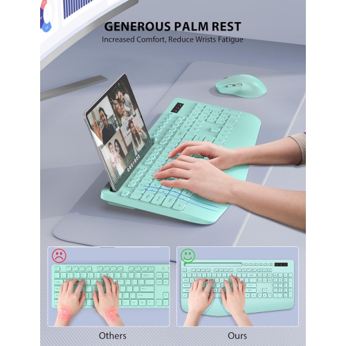 Ensemble clavier et souris sans fil, clavier pleine grandeur, clavier sans fil Silent 2,4&nbsp;GHz pour ordinateur portatif, PC, Mac, ordinateur,