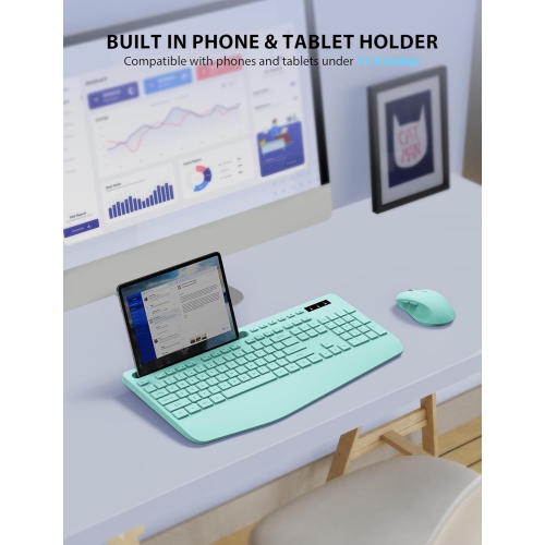 Ensemble clavier et souris sans fil, clavier pleine grandeur, clavier sans fil Silent 2,4&nbsp;GHz pour ordinateur portatif, PC, Mac, ordinateur,