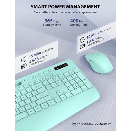 Ensemble clavier et souris sans fil, clavier pleine grandeur, clavier sans fil Silent 2,4&nbsp;GHz pour ordinateur portatif, PC, Mac, ordinateur,