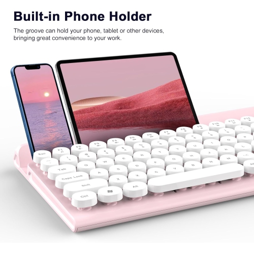 Ensemble clavier et souris sans fil, clavier type-graveur 2,4G 102 touches souris silencieuse sans fil, compatible avec Windows, portable, PC,