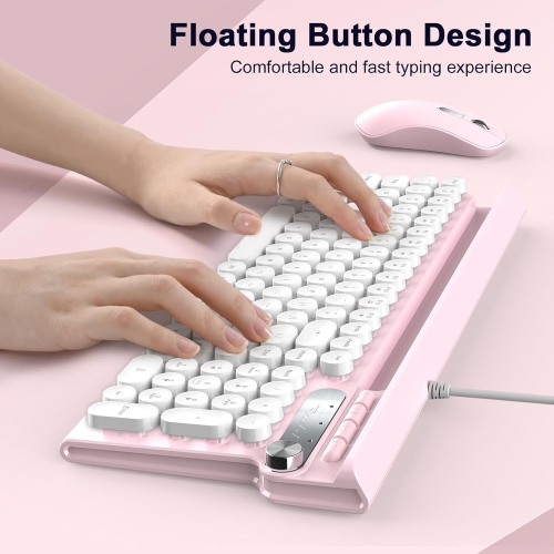 Ensemble clavier et souris sans fil, clavier type-graveur 2,4G 102 touches souris silencieuse sans fil, compatible avec Windows, portable, PC,