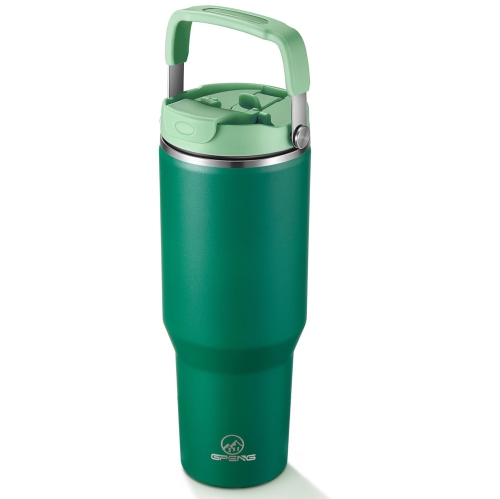 Image 1 de 7.. Gpeng 30 oz Tumbler with Handle, Water Bottles with Straw Lid, Insulated Stainless Steel Travel Mug Cup Holder Friendly, Keep Drinks Cold or Hot for