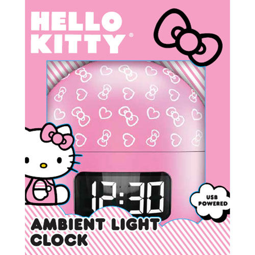 Réveille-matin à éclairage ambiant Hello Kitty - Rose