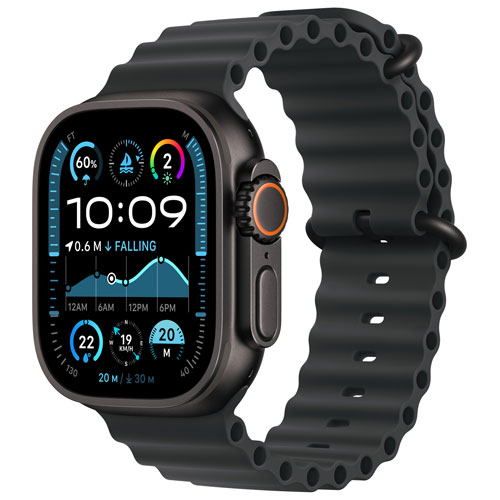 TELUS Apple Watch Ultra 2 49mm Black Titanium Case with Navy Ocean Band - Monthly Financing