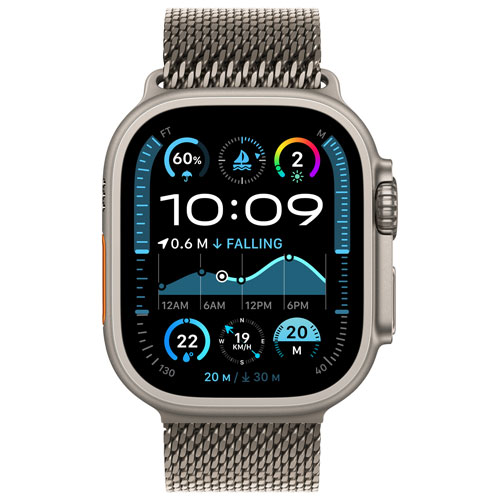 Apple Watch Ultra 2 avec boîtier de 49 mm en titane naturel et bracelet milanais en titane naturel par TELUS - G - Financement mensuel