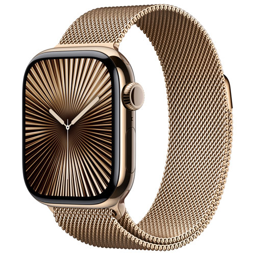 TELUS Apple Watch Series 10 42mm Gold Titanium Case with Gold Milanese Loop-M/L-Monthly Financing