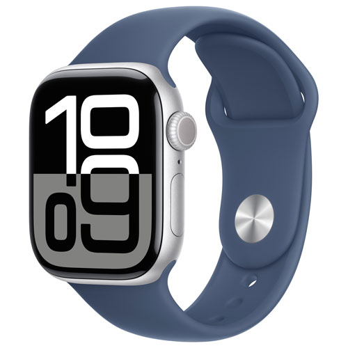 TELUS Apple Watch Series 10 42mm Silver Aluminum Case w/Denim Sport Band -M/L- Monthly Financing