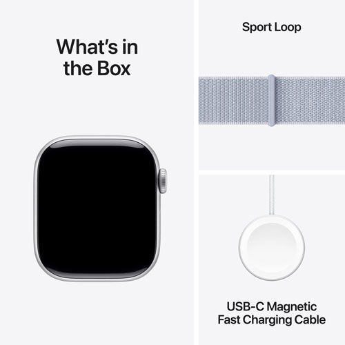 TELUS Apple Watch Series 10 42mm Silver Aluminum Case w/Blue Cloud Sport Loop - Monthly Financing