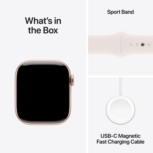 Apple Watch Series 10 avec boîtier de 42 mm en aluminium rose doré et bracelet sport fard clair de TELUS - M/G - Financement mensuel