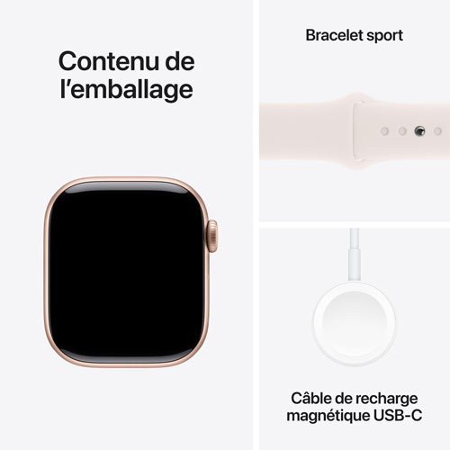 Apple Watch Series 10 avec boîtier de 42 mm en aluminium rose doré et bracelet sport fard clair de TELUS - M/G - Financement mensuel