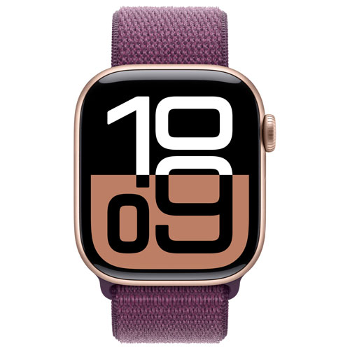 TELUS Apple Watch Series 10 42mm Rose Gold Aluminum Case with Plum Sport Loop - Monthly Financing