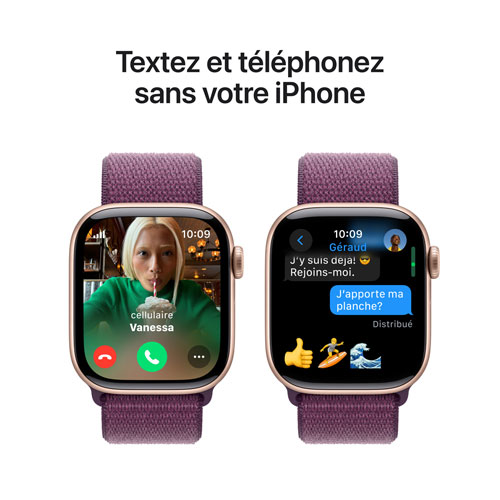 TELUS Apple Watch Series 10 42mm Rose Gold Aluminum Case with Plum Sport Loop - Monthly Financing