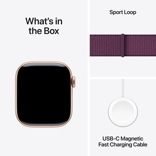 TELUS Apple Watch Series 10 42mm Rose Gold Aluminum Case with Plum Sport Loop - Monthly Financing