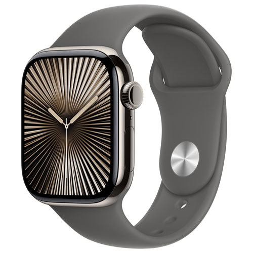 Apple Watch Series 10 avec boîtier de 42 mm en titane naturel et bracelet gris pierre par TELUS - P/M - Financement mensuel