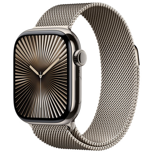 TELUS Apple Watch Series 10 42mm Natural Titanium Case w/Natural Milanese Loop - Monthly Financing