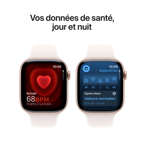 Apple Watch Series 10 avec boîtier de 46 mm en aluminium rose doré et bracelet sport fard clair de TELUS - P/M - Financement mensuel