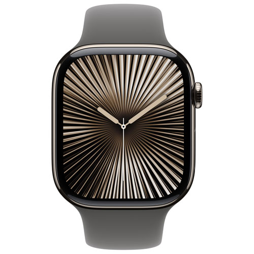Apple Watch Series 10 avec boîtier de 46 mm en titane naturel et bracelet gris pierre par TELUS - M/G - Financement mensuel