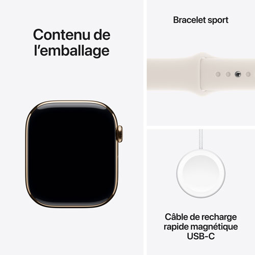 Apple Watch Series 10 avec boîtier de 46 mm en titane doré et bracelet sport comète par TELUS - M/G - Financement mensuel
