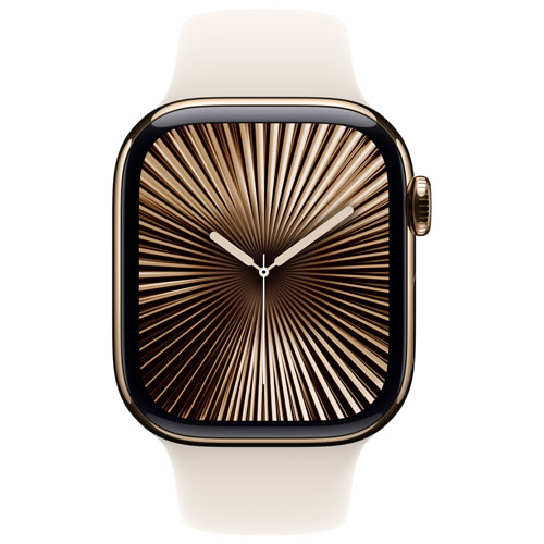Apple Watch Series 10 avec boîtier de 42 mm en titane doré et bracelet sport comète par TELUS - M/G - Financement mensuel
