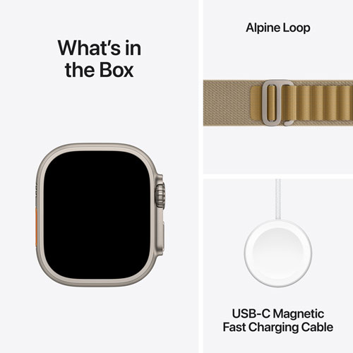 Apple Watch Ultra 2 avec boîtier de 49 mm en titane naturel et bracelet Alpin havane par Rogers - Grand - Financement mensuel