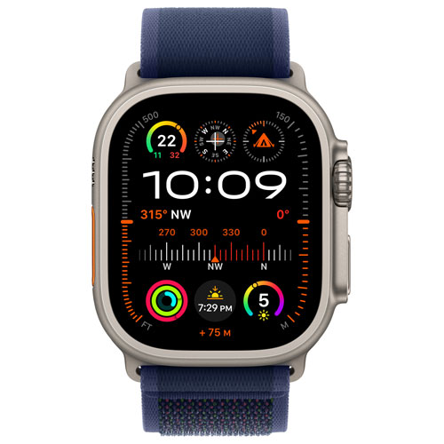 Rogers Apple Watch Ultra 2 49mm Natural Titanium Case with Blue Trail Loop - M/L - Monthly Financing