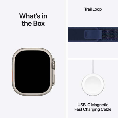 Rogers Apple Watch Ultra 2 49mm Natural Titanium Case with Blue Trail Loop - M/L - Monthly Financing