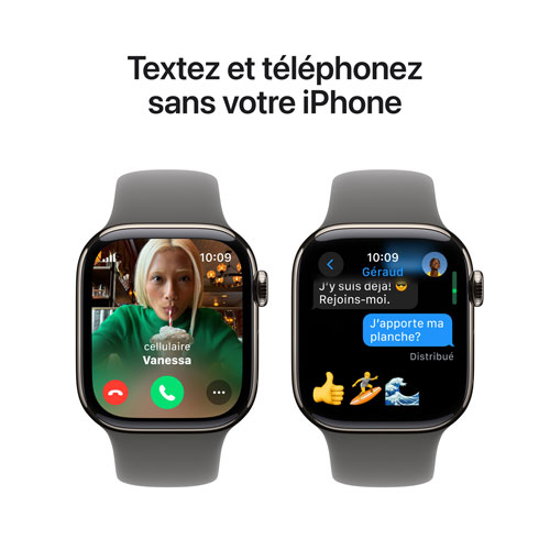 Apple Watch Series 10 avec boîtier de 42 mm en titane naturel et bracelet gris pierre de Rogers - P/M - Financement mensuel