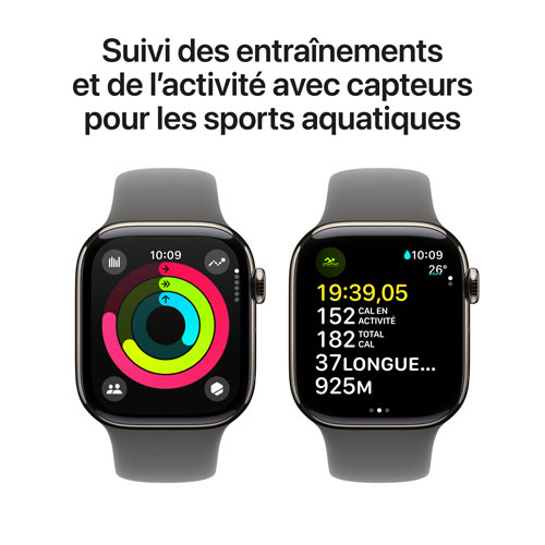 Rogers Apple Watch Series 10 (GPS + Cellular) 42mm Natural Titanium Case with Stone Grey Sport Band - /M