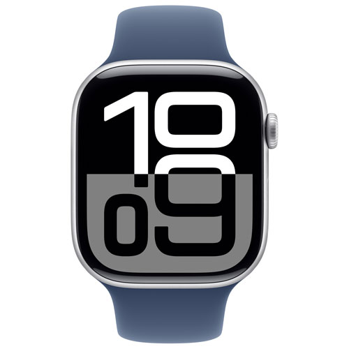 Rogers Apple Watch Series 10 46mm Silver Aluminum Case with Denim Sport Band - M/L - Monthly Financing