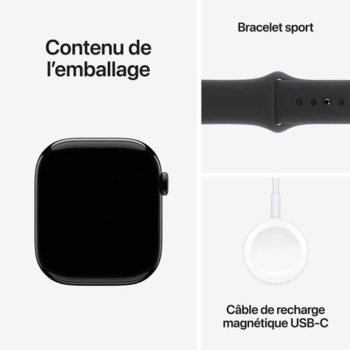 Apple Watch Series 10 avec boîtier de 46 mm en aluminium noir de jais et bracelet sport noir par Rogers - M/G - Financement mensuel