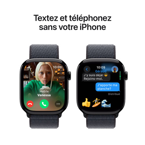 Apple Watch Series 10 avec boîtier de 46 mm en aluminium noir de jais et bracelet sport encre de Rogers - Financement mensuel