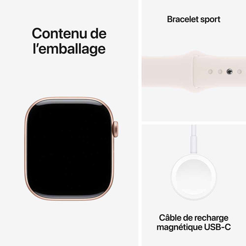 Apple Watch Series 10 avec boîtier de 46 mm en aluminium rose doré et bracelet sport fard clair par Rogers - P/M - Financement mensuel