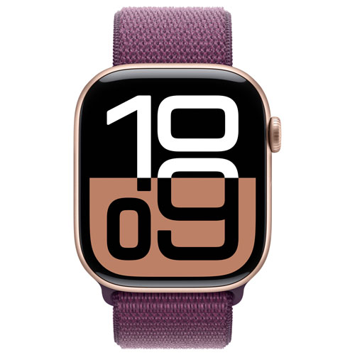Rogers Apple Watch Series 10 46mm Rose Gold Aluminum Case with Plum Sport Loop - Monthly Financing